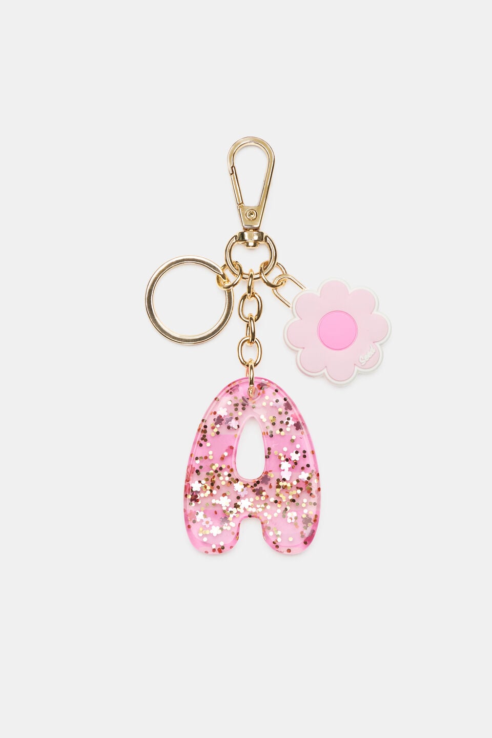 Pink Stripe Initial Keyring  A