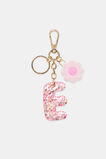 Pink Stripe Initial Keyring  E  hi-res