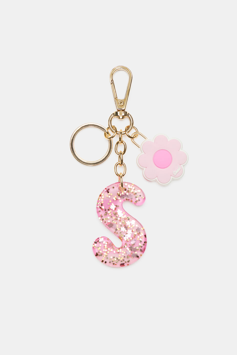 Pink Stripe Initial Keyring  S