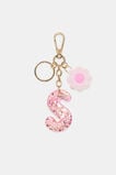 Pink Stripe Initial Keyring  S  hi-res