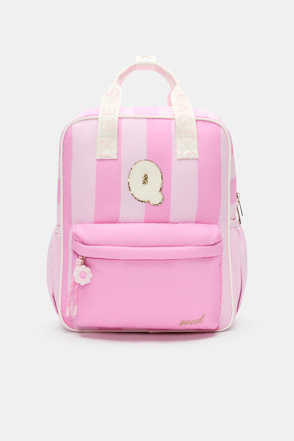 Pink Stripe Initial Backpack  Q  hi-res