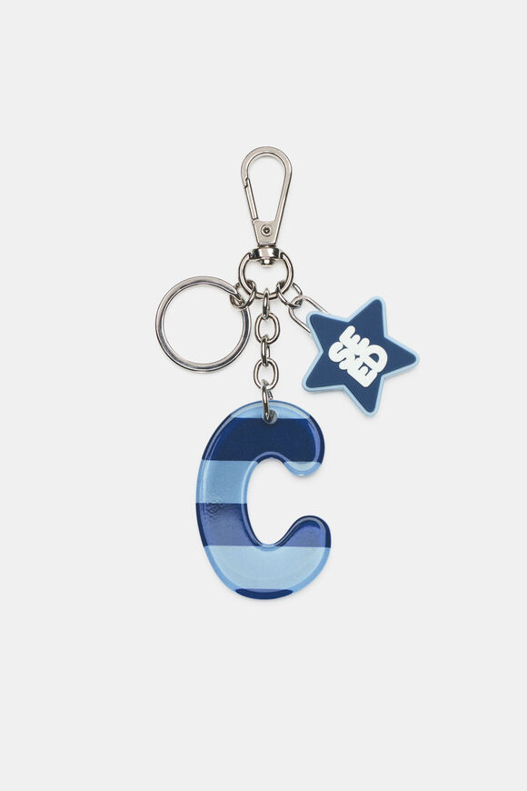 Blue Stripe Initial Keyring  C  hi-res