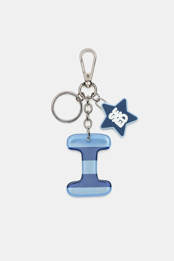 Blue Stripe Initial Keyring  I  hi-res
