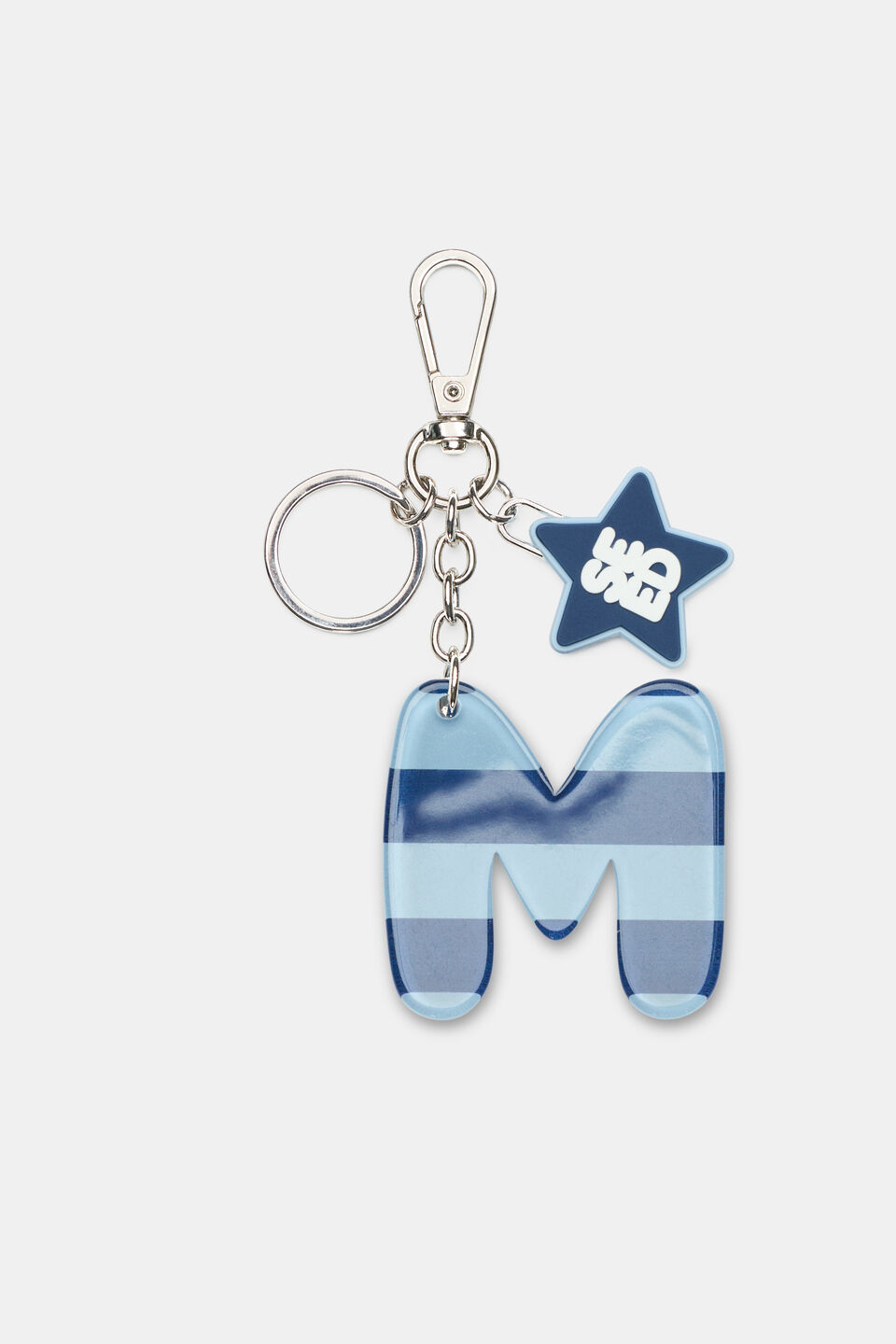 Blue Stripe Initial Keyring  M