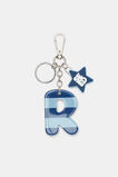 Blue Stripe Initial Keyring  R  hi-res