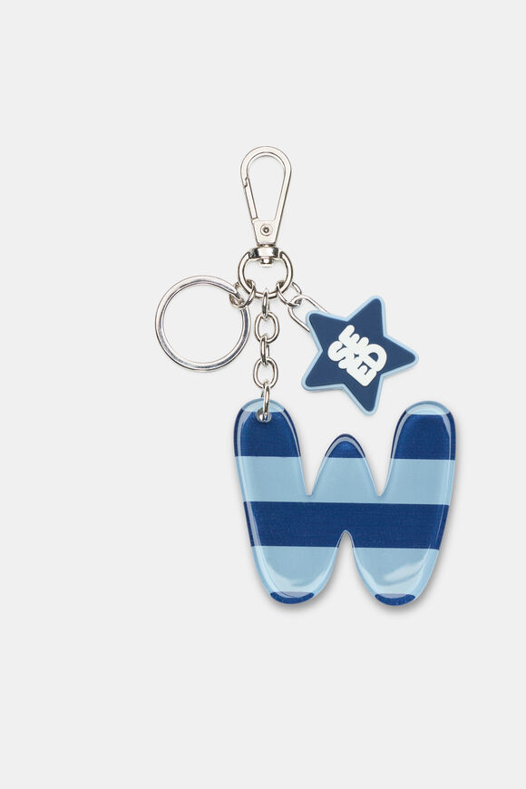 Blue Stripe Initial Keyring  W  hi-res