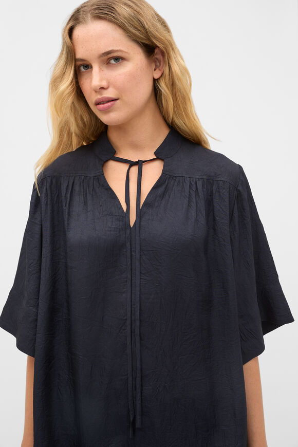 Textured Satin Blouse  Twilight Blue  hi-res