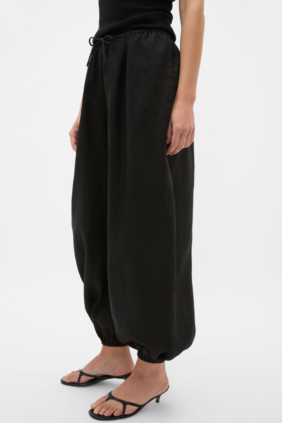 Linen Balloon Tie Pant  Black  hi-res