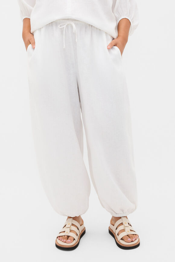 Linen Balloon Tie Pant  Whisper White  hi-res