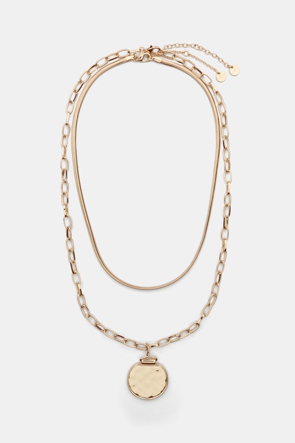 Layered Molten Pendant Necklace  Gold  hi-res