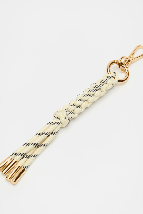 Woven Cord Keyring  Cream  hi-res