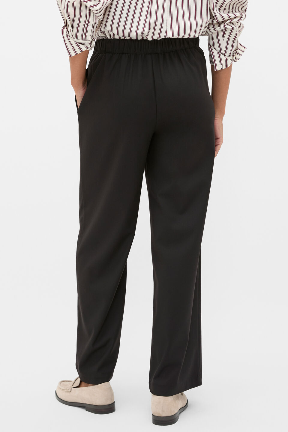 Wide Leg Pull On Pant  Black