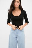 Australian Merino Scoop Neck Top  Black  hi-res