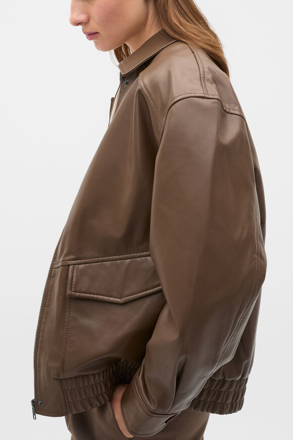 Leather Bomber Jacket  Chestnut  hi-res