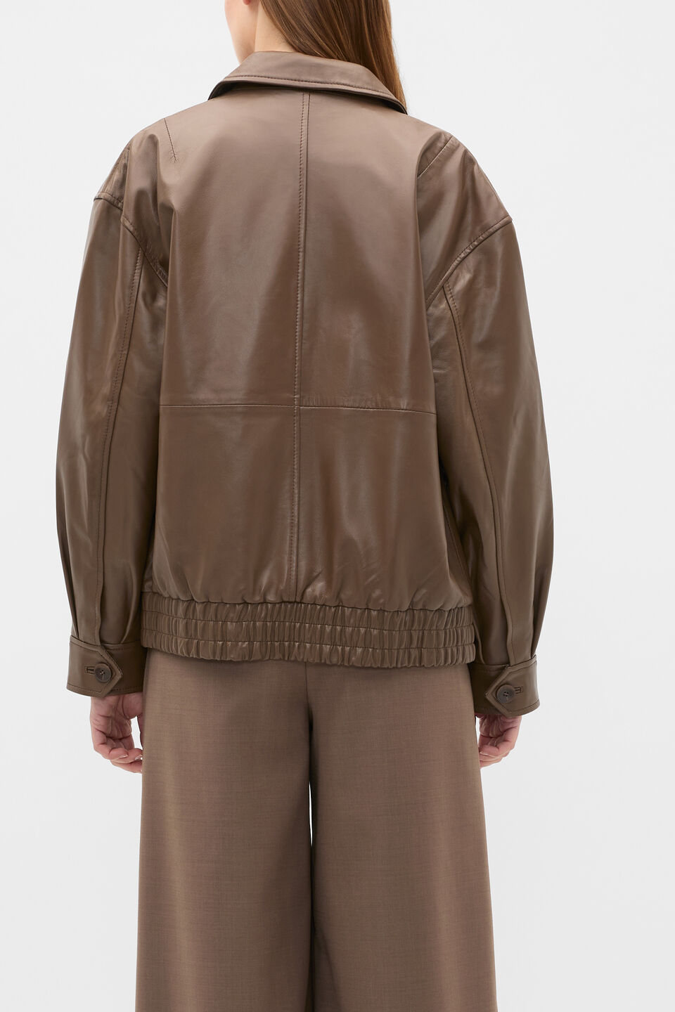 Leather Bomber Jacket  Chestnut
