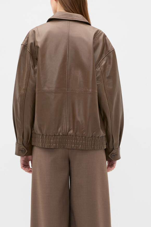 Leather Bomber Jacket  Chestnut  hi-res