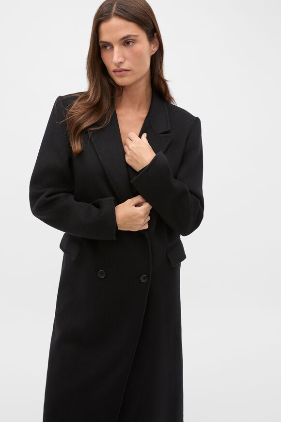 Wool Blend Classic Coat  Black  hi-res