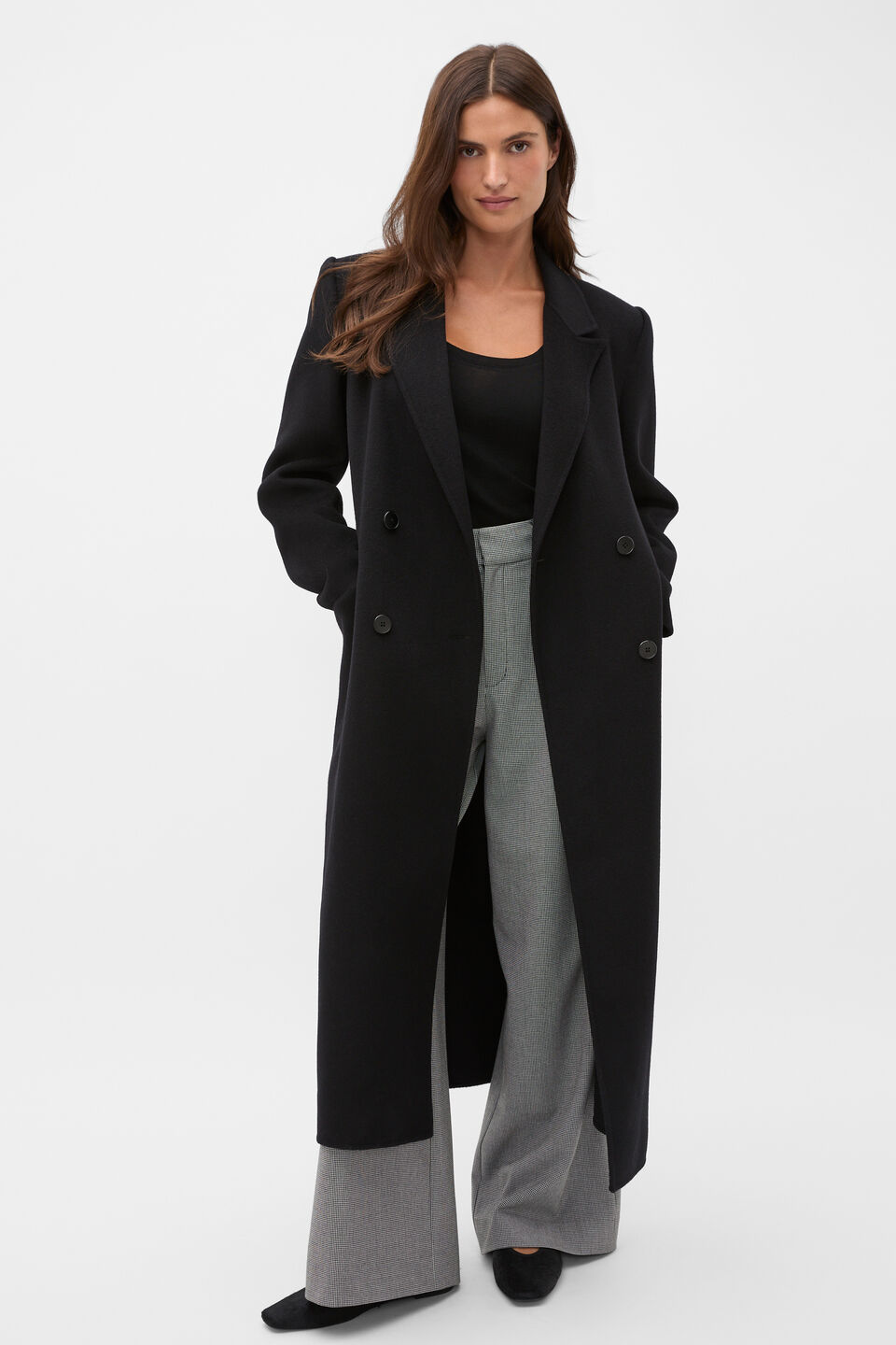 Wool Blend Classic Coat  Black