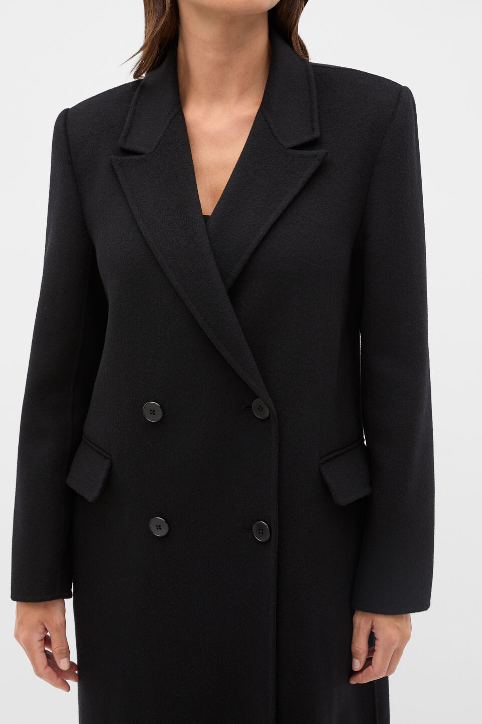 Wool Blend Classic Coat  Black