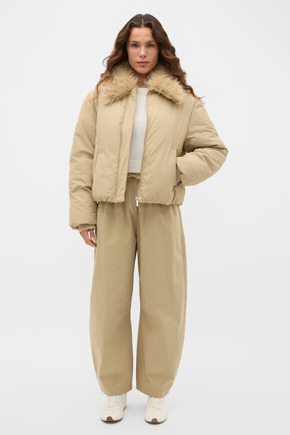 Faux Fur Collar Jacket  Caramel Clay  hi-res