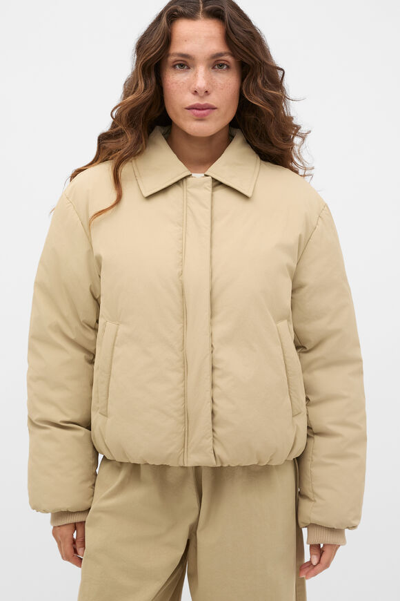 Faux Fur Collar Jacket  Caramel Clay  hi-res
