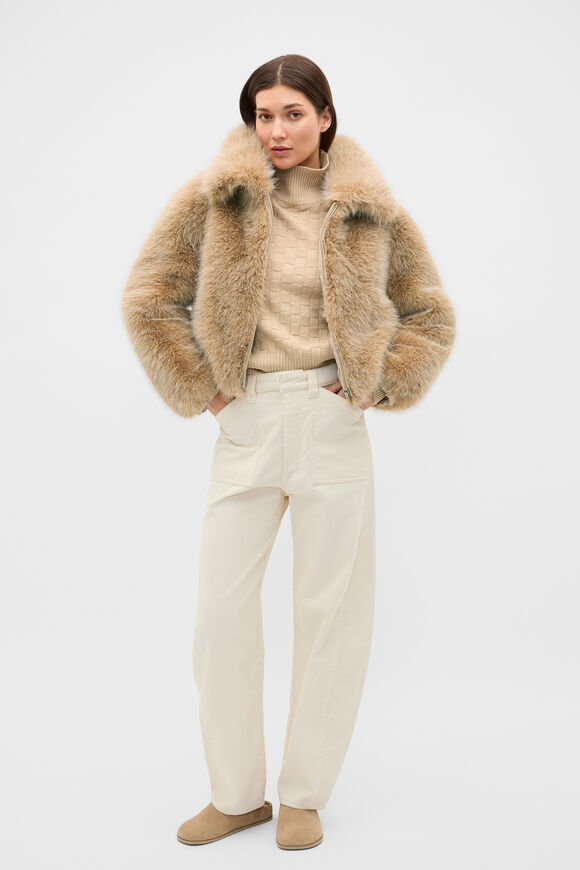 Faux Fur Jacket  Wheat Marle  hi-res