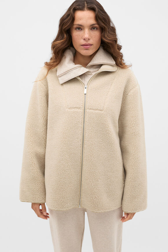 Fleece Zip Through Jacket  Wheat Marle  hi-res