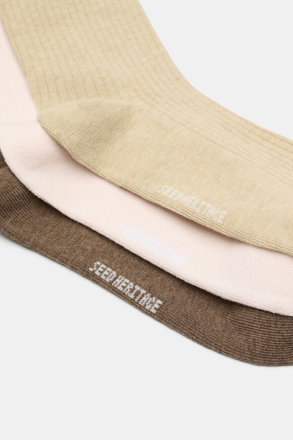 3 Pack Quarter Crew Socks  Cashew Multi  hi-res