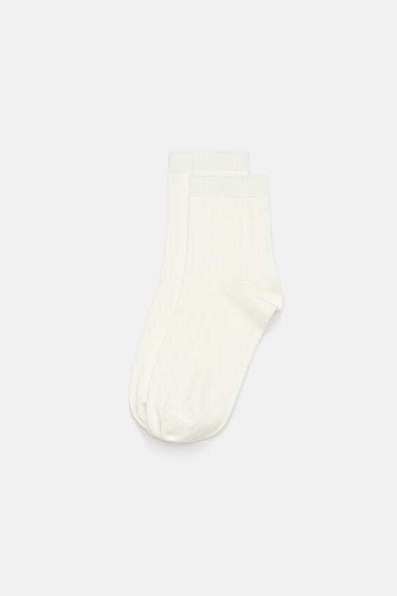Wide Rib Quarter Crew Sock  Cream  hi-res