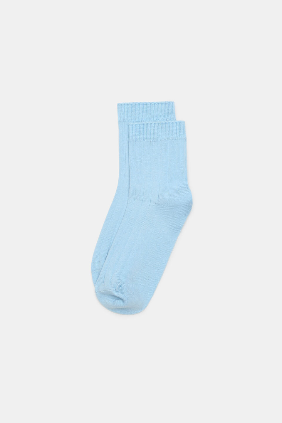Wide Rib Quarter Crew Sock  Soft Blue