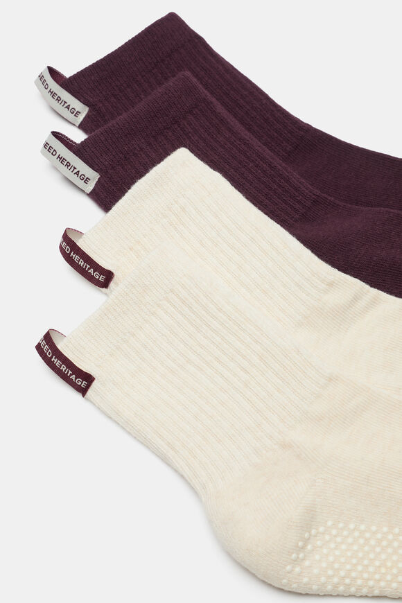 2 Pack Grip Sock  Plum Red Multi  hi-res
