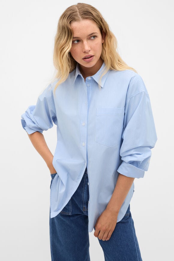 Poplin Stripe Shirt  Blue Haven Stripe  hi-res