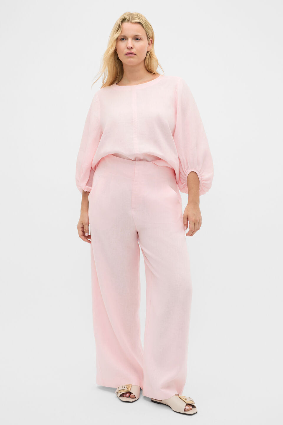 Core Linen Waisted Pant  Pale Blossom