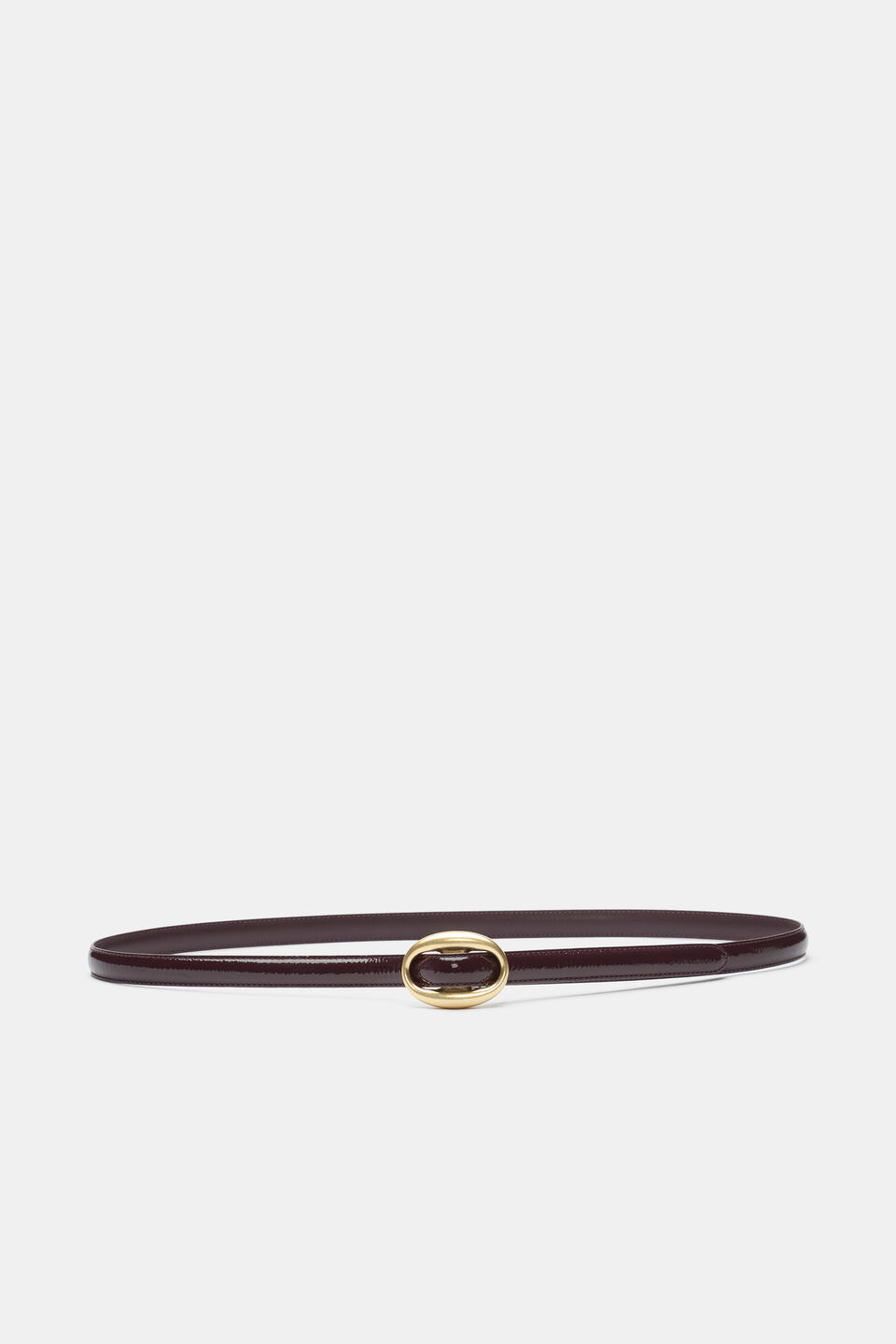 Carmen Oval Buckle Belt  Plum Red Patent