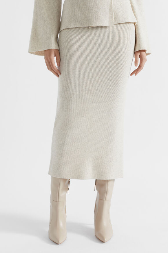 Structured Knit Skirt  Oat Marle  hi-res