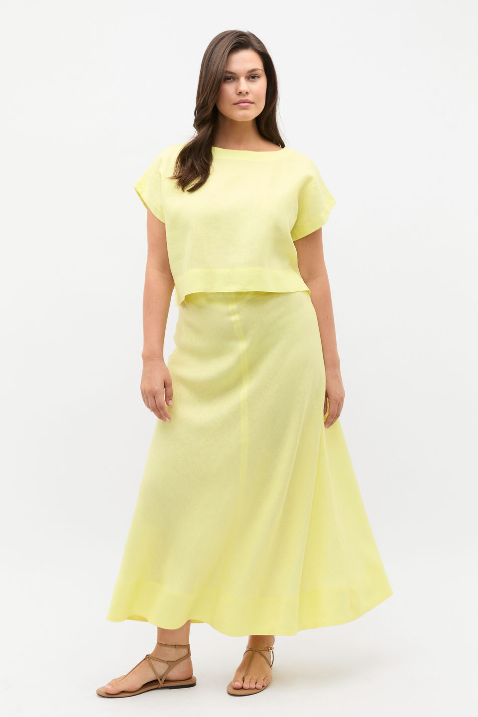 Core Linen Seam Front Skirt  Lemongrass