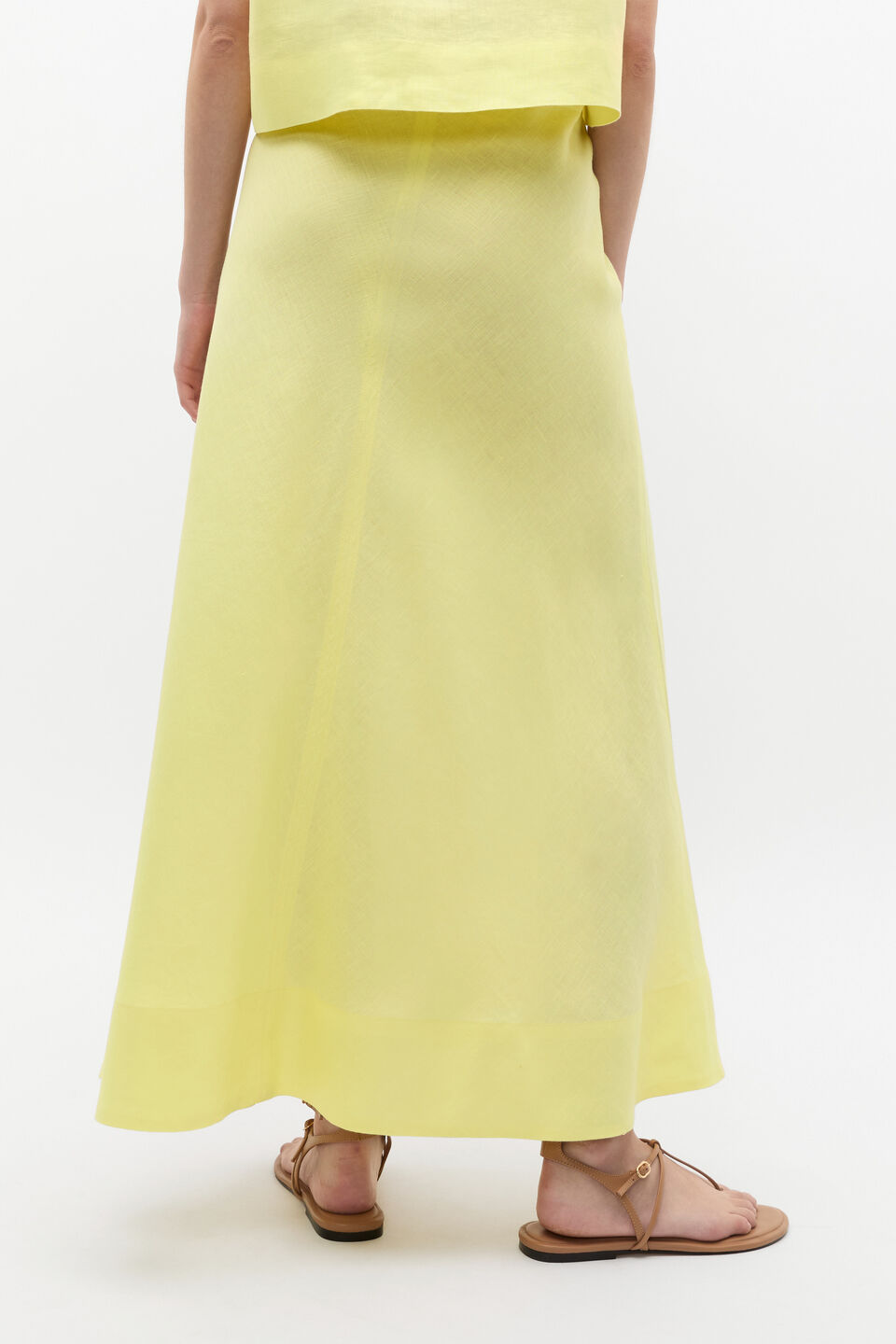 Core Linen Seam Front Skirt  Lemongrass