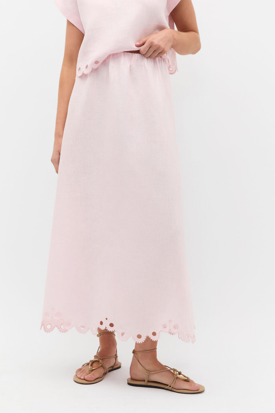 Linen Embroidered Skirt  Primrose