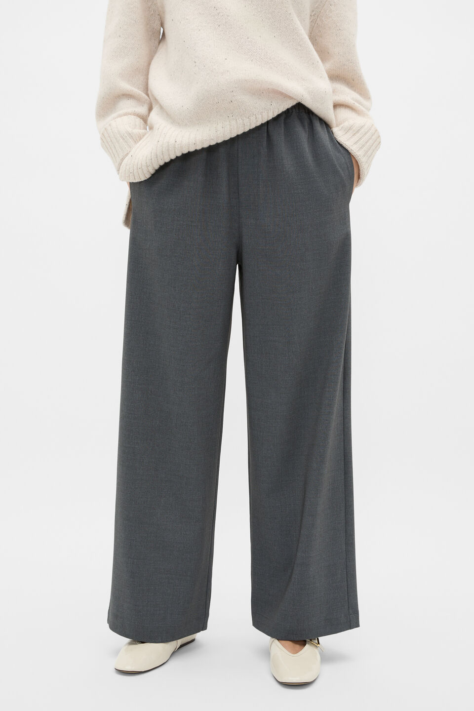 Elasticated Straight Leg Pant  Charcoal Crossdye