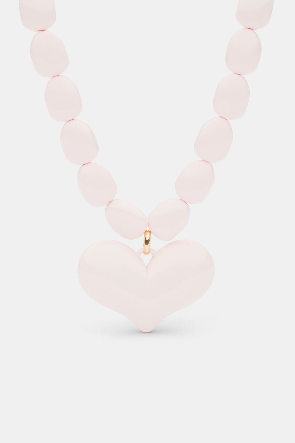 Beaded Heart Necklace  Pale Blossom