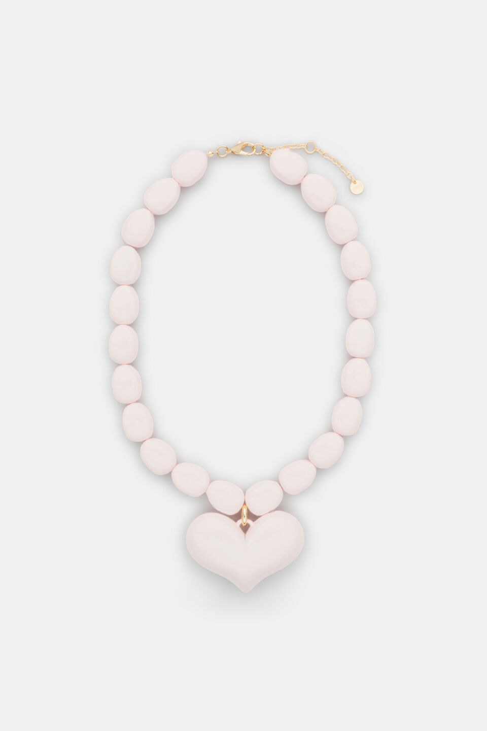 Beaded Heart Necklace  Pale Blossom