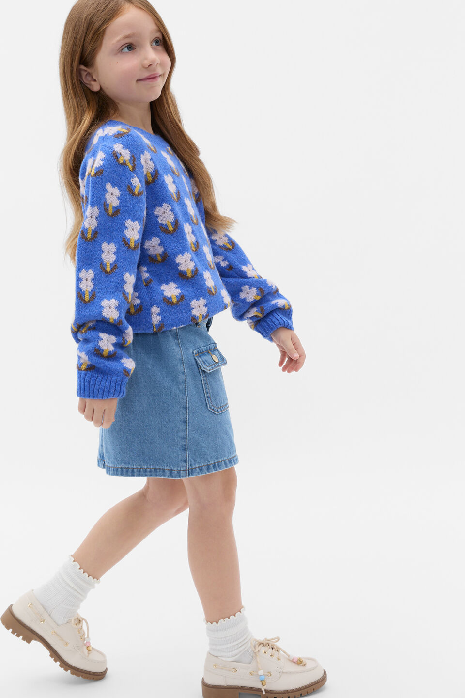 Denim Pocket Skirt  Mid Blue