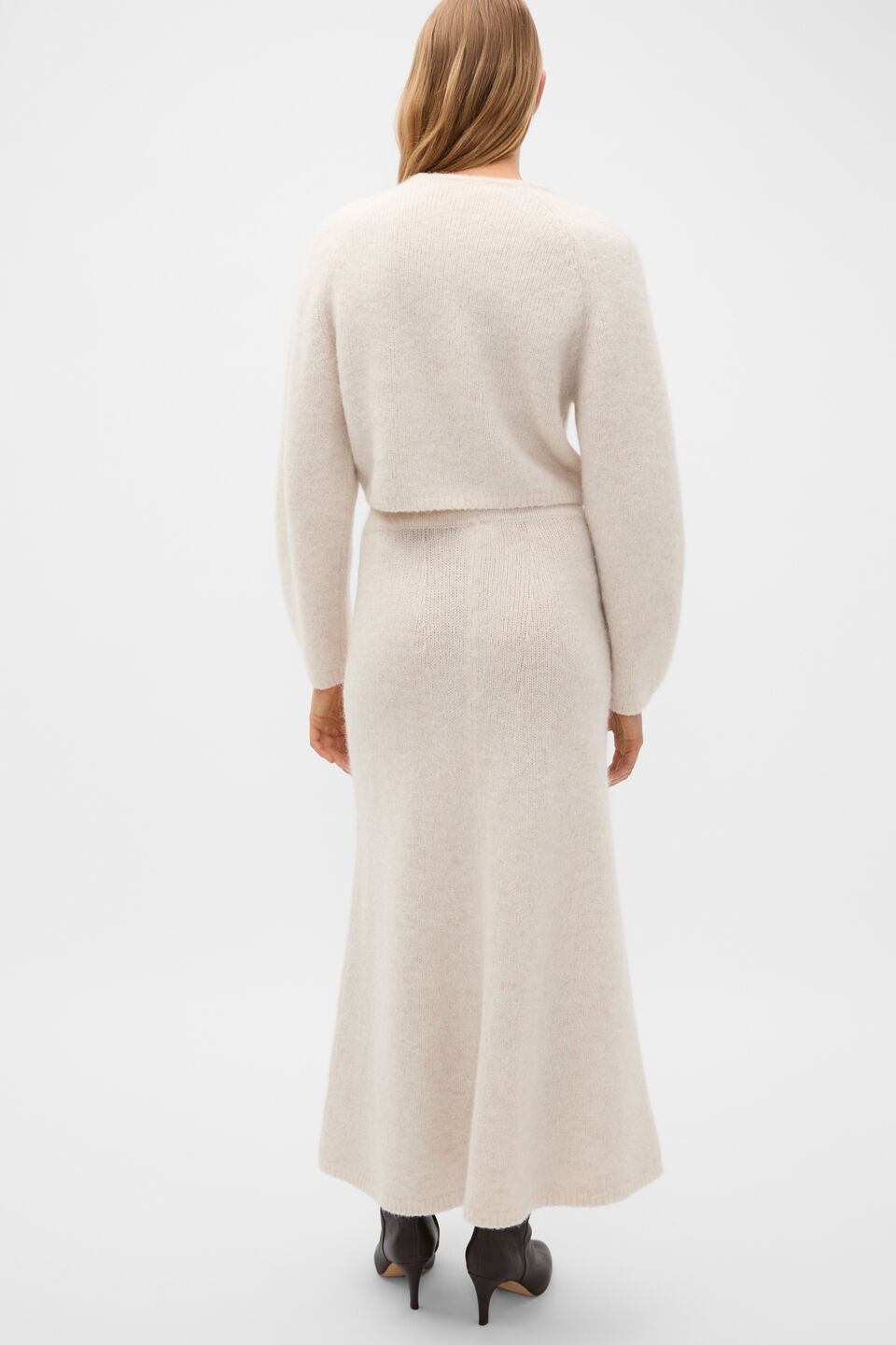 Luxe Fluffy Knit Skirt  Vanilla Cream Marle