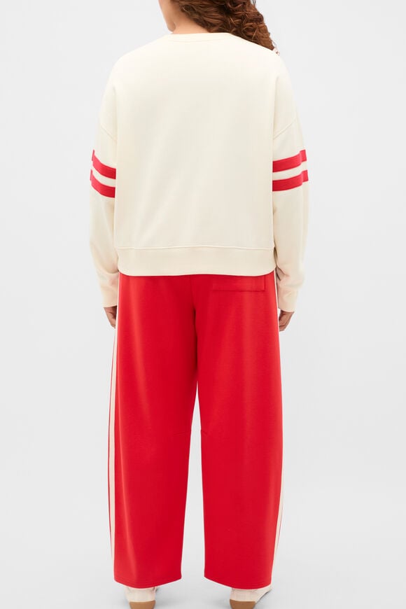 Contrast Detail Crew Neck Sweat  Coconut Cream  hi-res