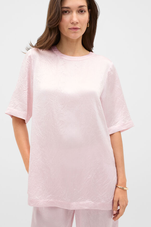 Crinkled Satin Longline Tee  Primrose  hi-res