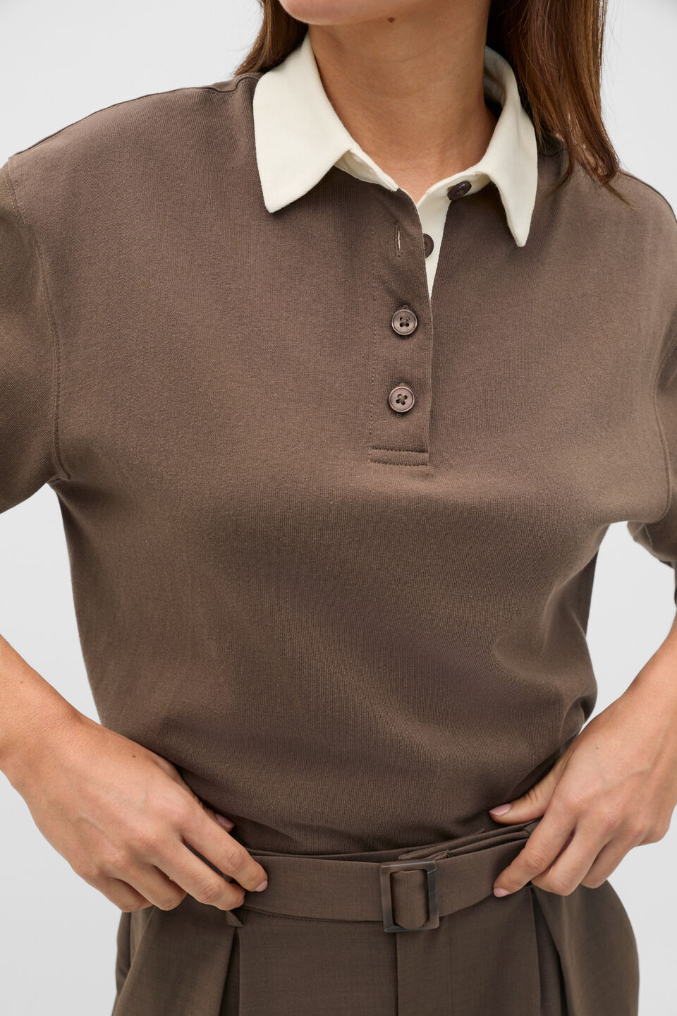 Easy Cotton Rugby Top  Chestnut