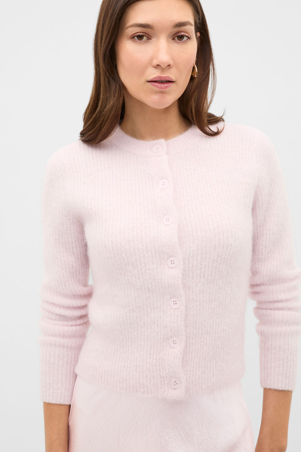 Alpaca Blend Fitted Cardigan  Primrose
