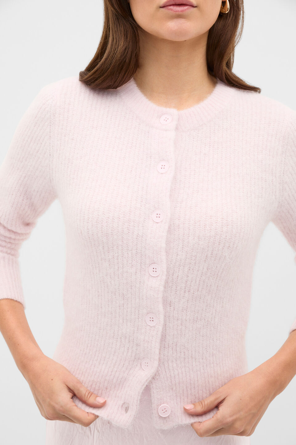 Alpaca Blend Fitted Cardigan  Primrose