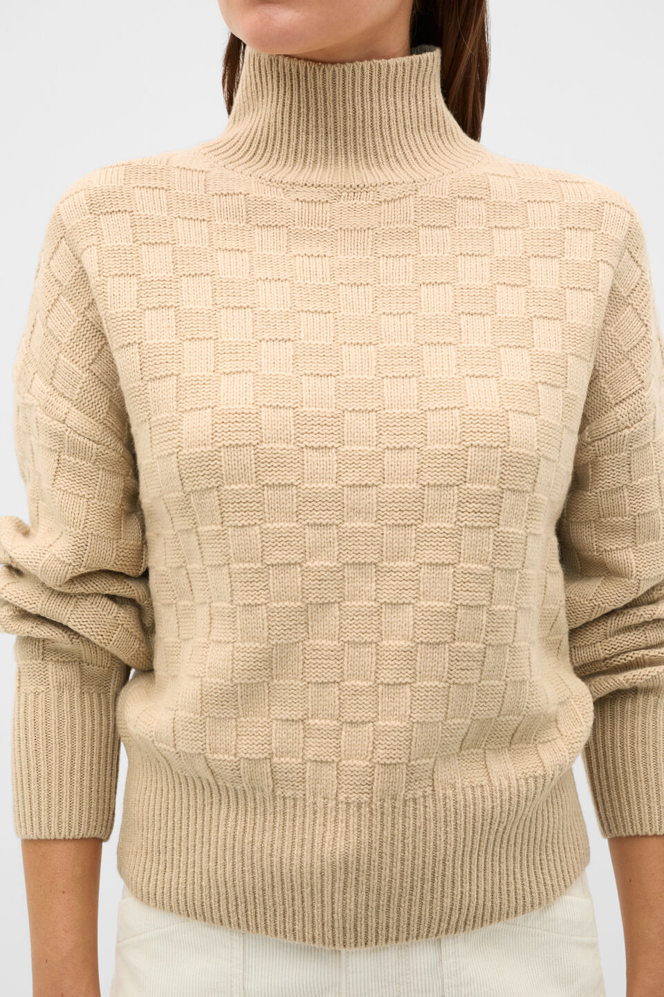 Crosshatch Slouch Knit  Cashew Cream