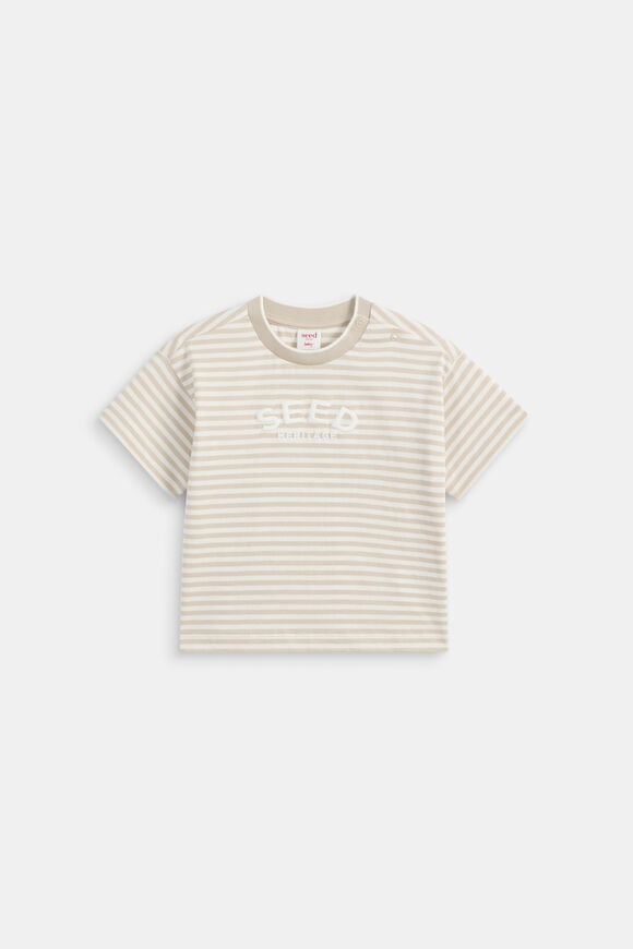 Core Stripe Logo Tee  Cool Stone  hi-res